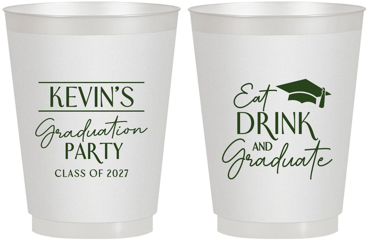 Personalized Graduation 16 oz Frosted Cups - Class Of 2027 Eat Drink Graduate | 130043