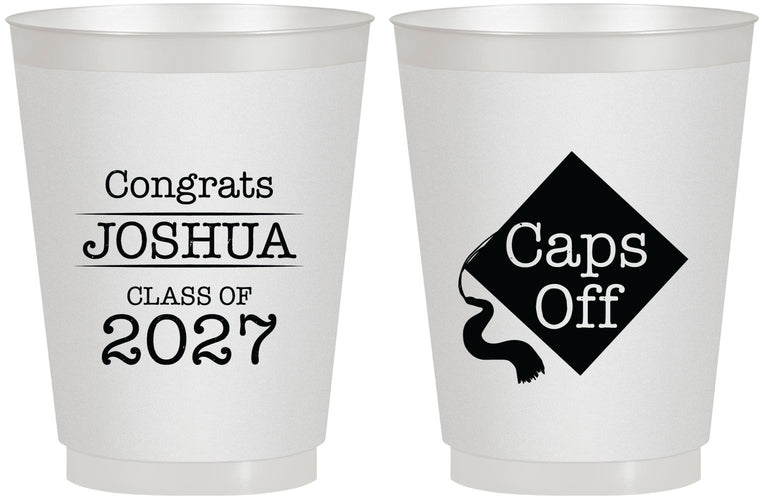 Personalized Graduation 16 oz Frosted Cups - Class Of 2027 Caps Off | 130045