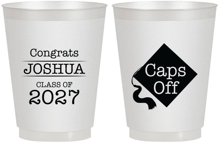Personalized Graduation 16 oz Frosted Cups - Class Of 2027 Caps Off | 130045