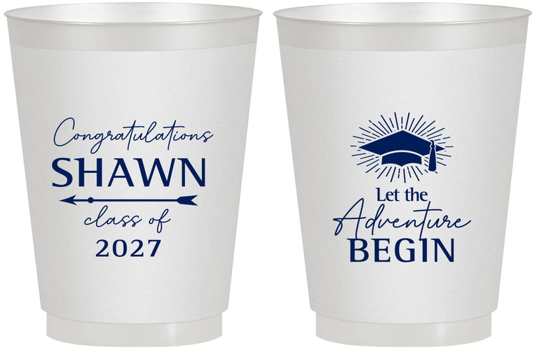 Personalized Graduation 16 oz Frosted Cups - Class Of 2027 Adventure Begin | 130048
