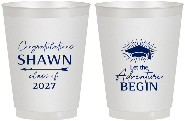 Personalized Graduation 16 oz Frosted Cups - Class Of 2027 Adventure Begin | 130048
