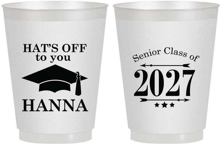 Personalized Graduation 16 oz Frosted Cups - Class Of 2027 Hats Off | 130049