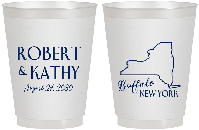 Personalized Wedding 16 oz Frosted Cups - New York | 131