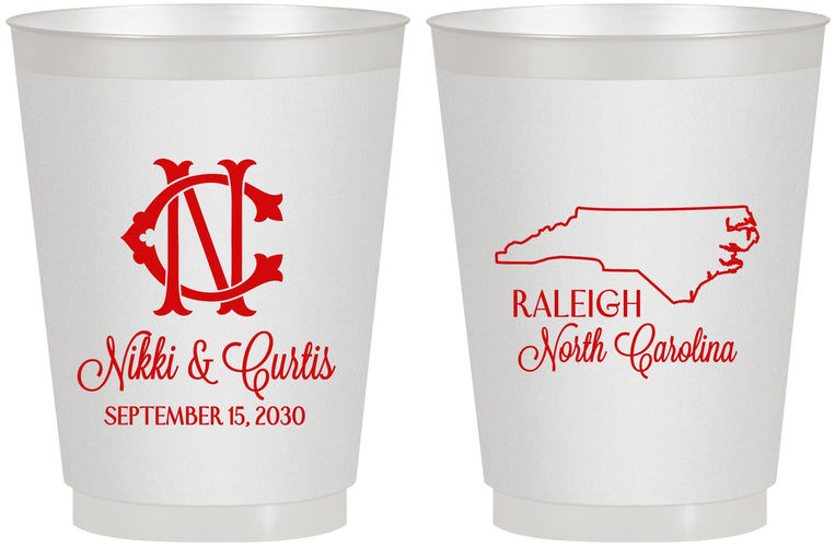 Personalized Wedding 16 oz Frosted Cups - North Carolina | 132