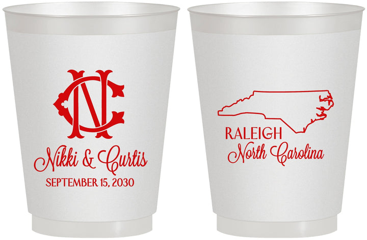 Personalized Wedding 16 oz Frosted Cups - North Carolina | 132