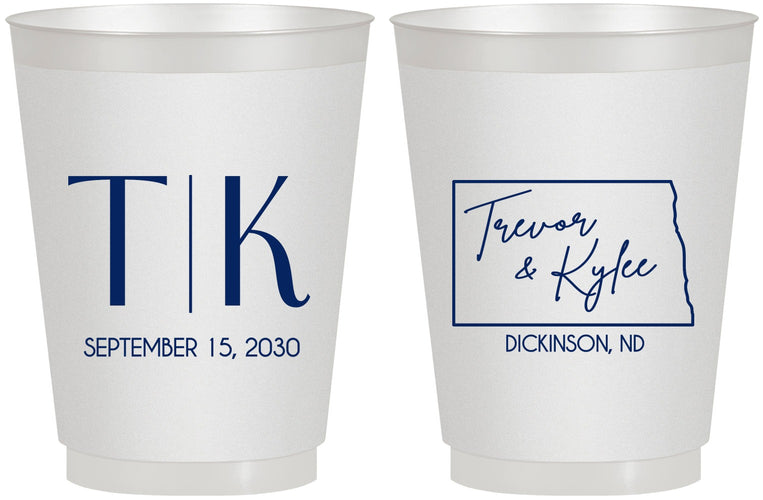 Personalized Wedding 16 oz Frosted Cups - North Dakota | 133