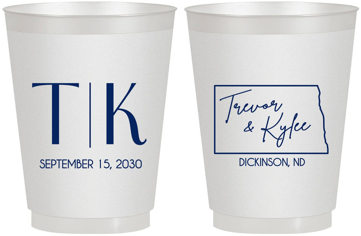 Personalized Wedding 16 oz Frosted Cups - North Dakota | 133