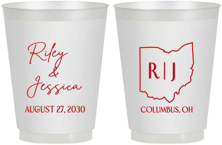 Personalized Wedding 16 oz Frosted Cups - Ohio | 134
