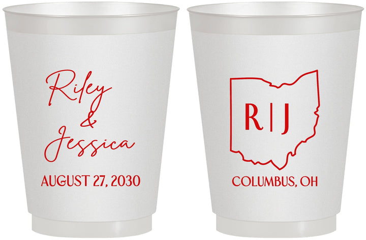 Personalized Wedding 16 oz Frosted Cups - Ohio | 134
