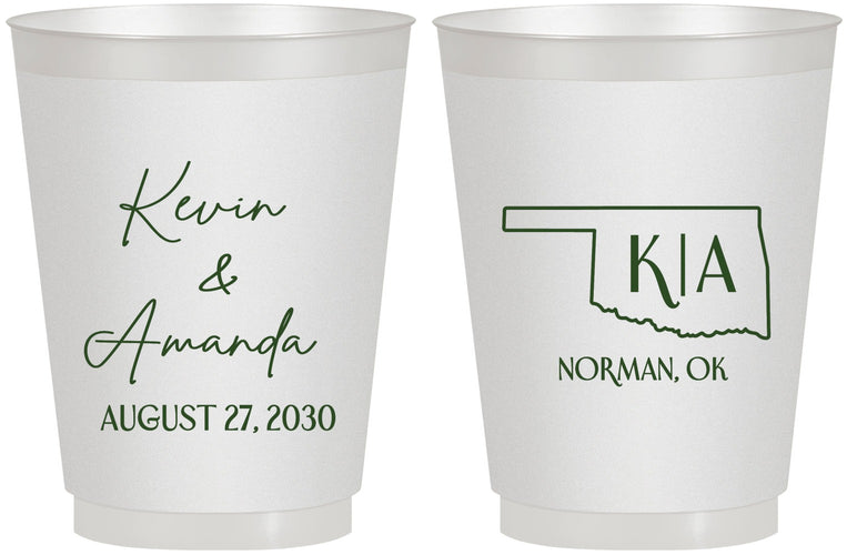 Personalized Wedding 16 oz Frosted Cups - Oklahoma | 135