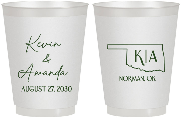 Personalized Wedding 16 oz Frosted Cups - Oklahoma | 135