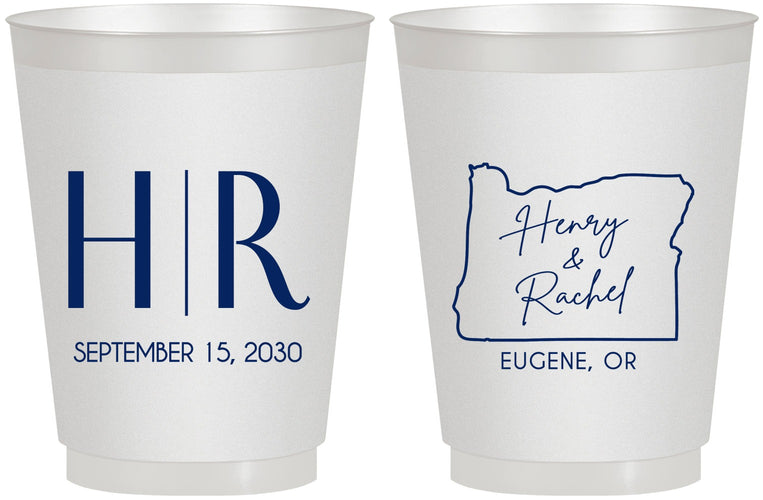 Personalized Wedding 16 oz Frosted Cups - Oregon | 136