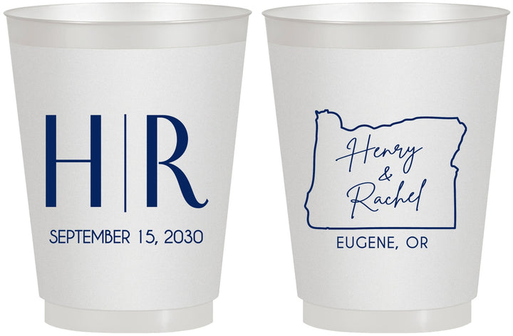 Personalized Wedding 16 oz Frosted Cups - Oregon | 136