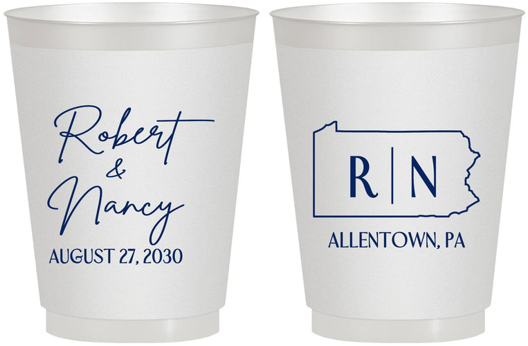 Personalized Wedding 16 oz Frosted Cups - Pennsylvania | 137