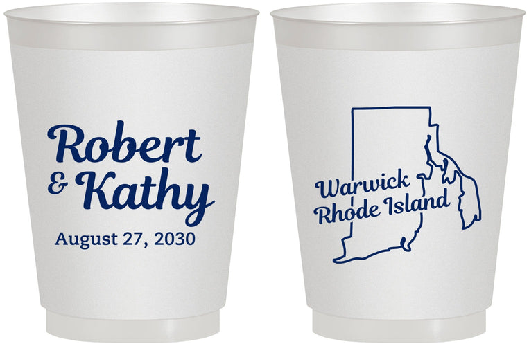 Personalized Wedding 16 oz Frosted Cups - Rhode Island | 138