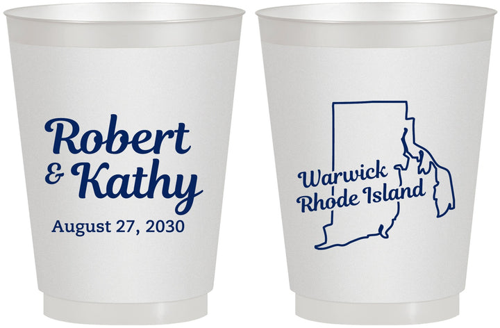Personalized Wedding 16 oz Frosted Cups - Rhode Island | 138