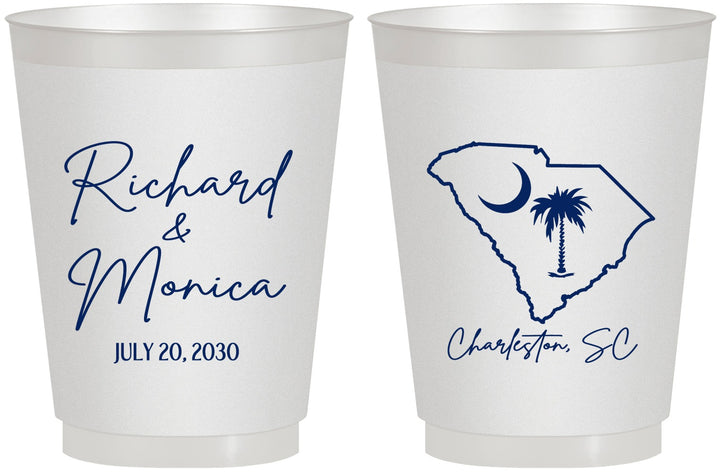 Personalized Wedding 16 oz Frosted Cups - South Carolina | 139