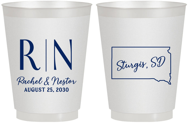 Personalized Wedding 16 oz Frosted Cups - South Dakota | 140