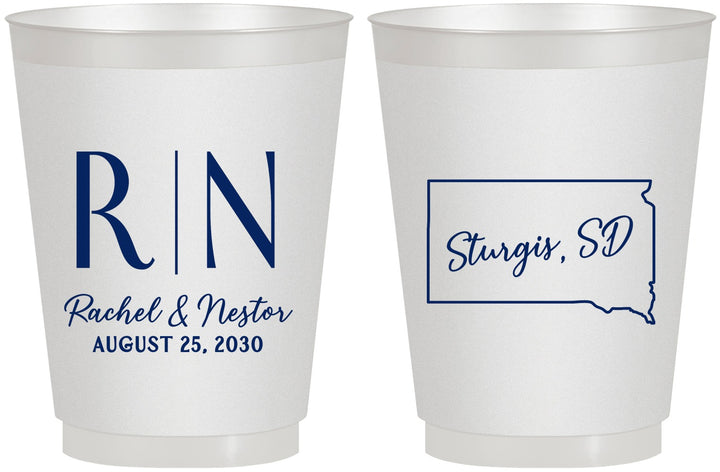 Personalized Wedding 16 oz Frosted Cups - South Dakota | 140
