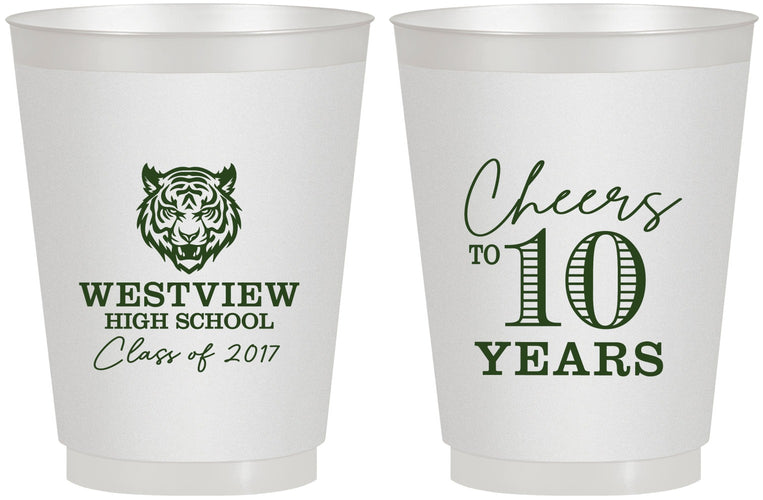 Personalized Class Reunion 16 oz Frosted Cups - Class Of 2017 10 Year | 140005