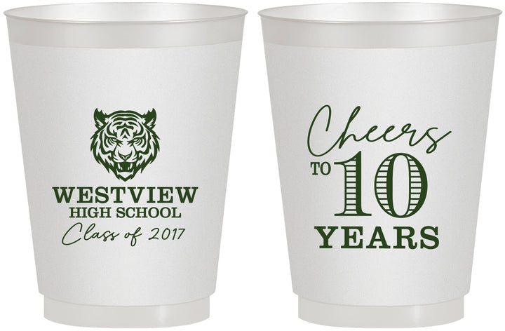Personalized Class Reunion 16 oz Frosted Cups - Class Of 2017 10 Year | 140005