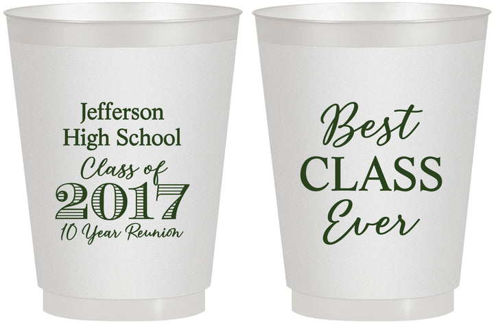 Personalized Class Reunion 16 oz Frosted Cups - Class Of 2017 10 Year | 140025