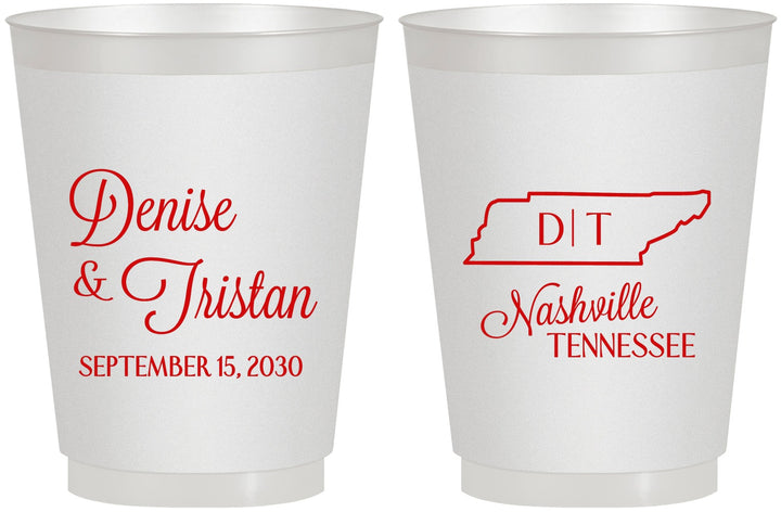Personalized Wedding 16 oz Frosted Cups - Tennessee | 141