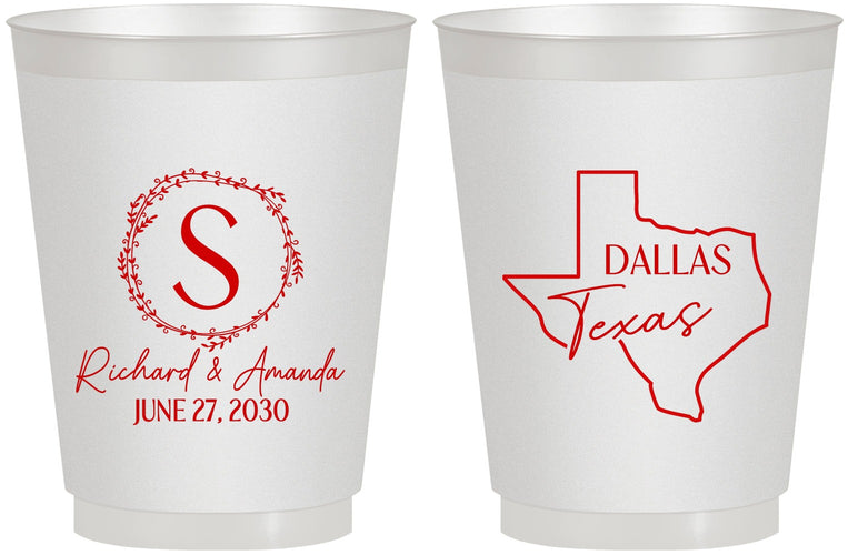 Personalized Wedding 16 oz Frosted Cups - Texas | 142