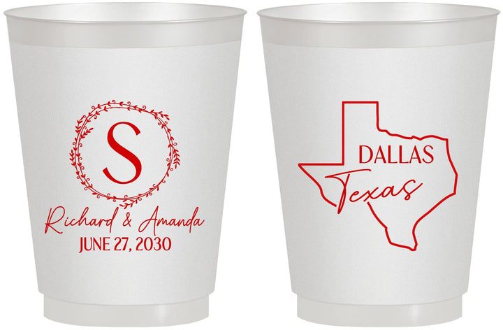 Personalized Wedding 16 oz Frosted Cups - Texas | 142