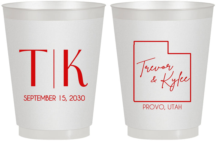 Personalized Wedding 16 oz Frosted Cups - Utah | 143
