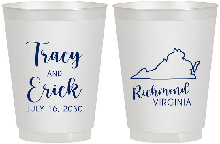 Personalized Wedding 16 oz Frosted Cups - Virginia | 145