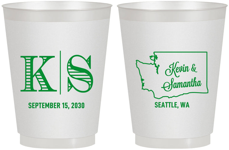 Personalized Wedding 16 oz Frosted Cups - Washington | 146