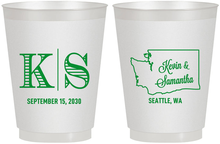 Personalized Wedding 16 oz Frosted Cups - Washington | 146