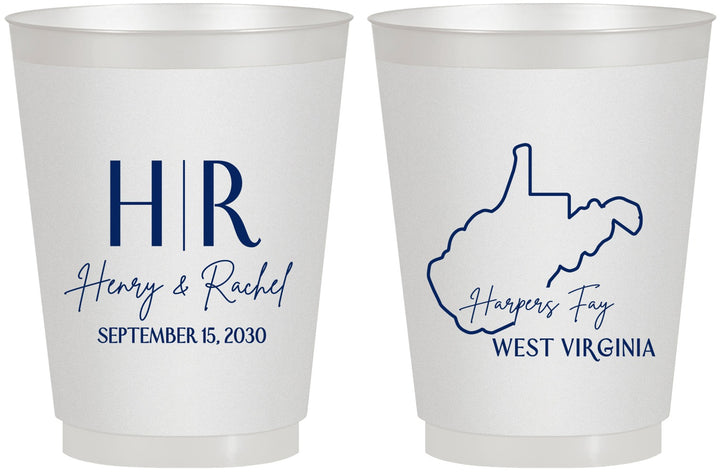 Personalized Wedding 16 oz Frosted Cups - West Virginia | 147
