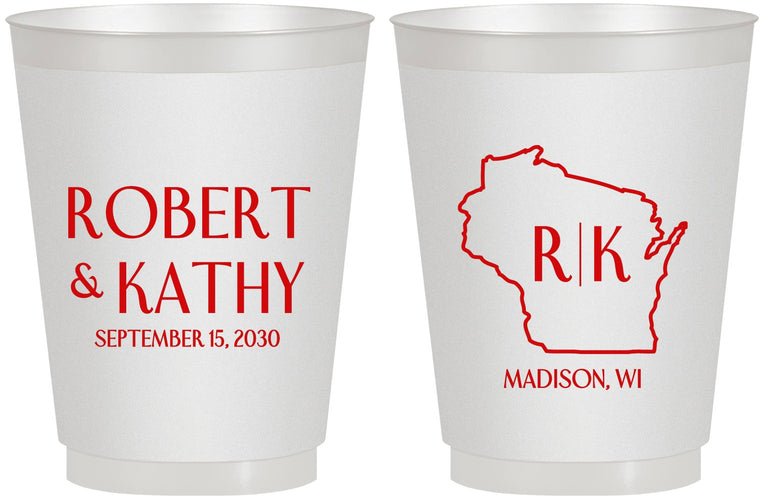 Personalized Wedding 16 oz Frosted Cups - Wisconsin | 148