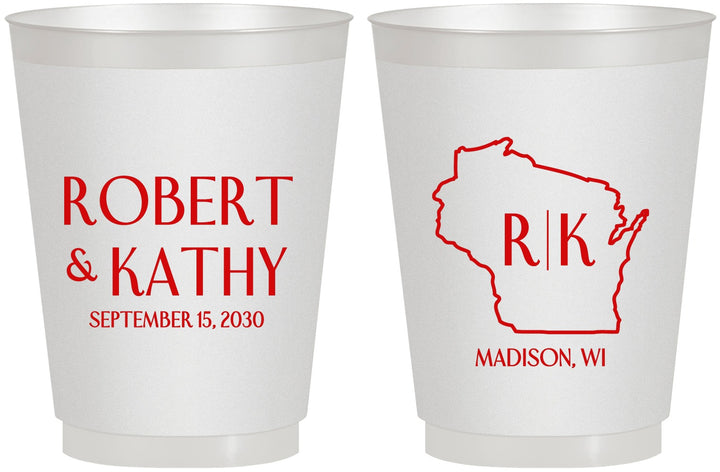 Personalized Wedding 16 oz Frosted Cups - Wisconsin | 148