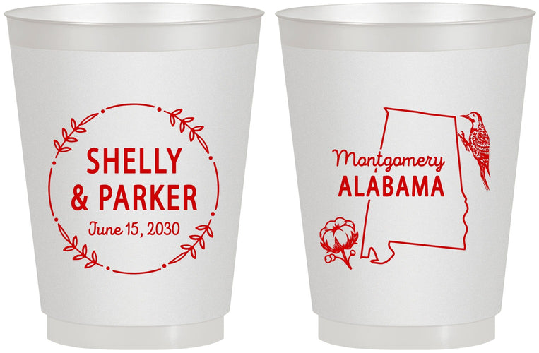Personalized Wedding 16 oz Frosted Cups - Alabama | 150