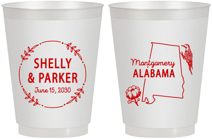 Personalized Wedding 16 oz Frosted Cups - Alabama | 150