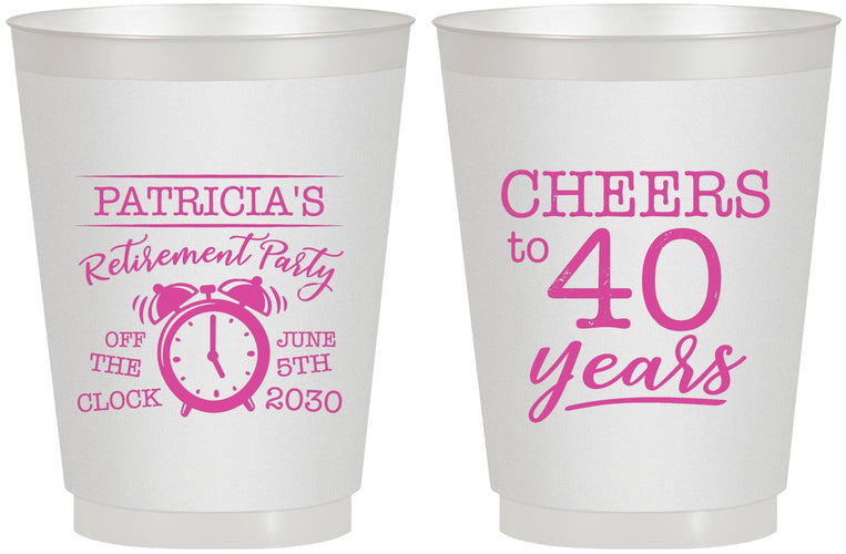 Personalized Retirement 16 oz Frosted Cups - Off The Clock | 150000
