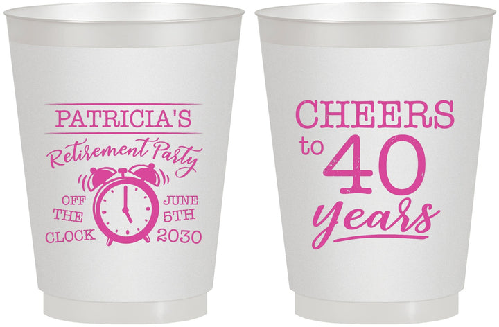 Personalized Retirement 16 oz Frosted Cups - Off The Clock | 150000
