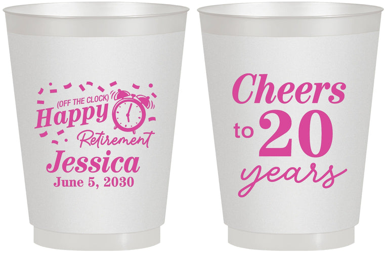 Personalized Retirement 16 oz Frosted Cups - Off The Clock | 150001