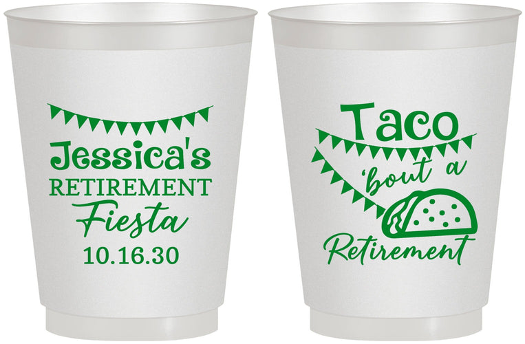 Personalized Retirement 16 oz Frosted Cups - Taco Bout A Retirement | 150002
