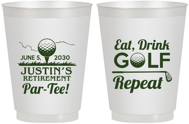 Personalized Retirement 16 oz Frosted Cups - Eat Drink Golf Repeat | 150005