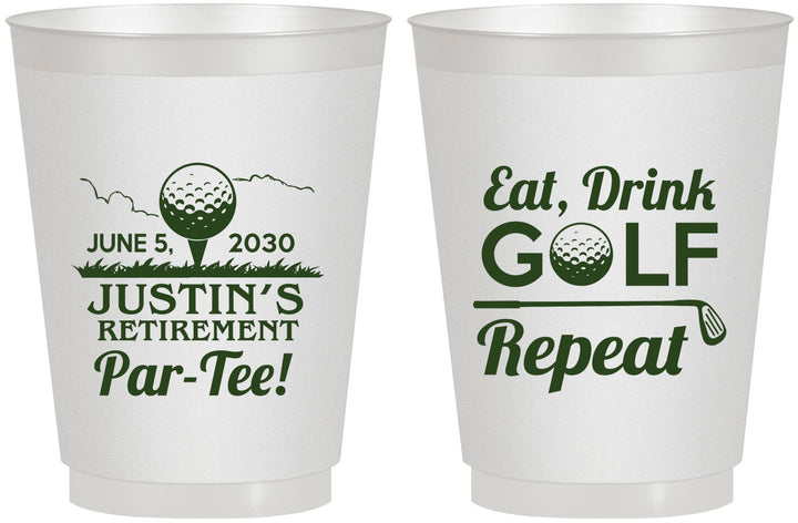 Personalized Retirement 16 oz Frosted Cups - Eat Drink Golf Repeat | 150005