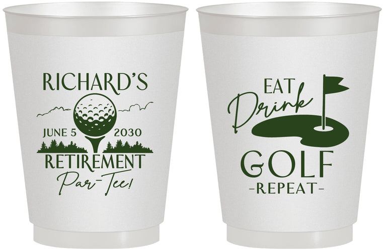 Personalized Retirement 16 oz Frosted Cups - Eat Drink Golf Repeat | 150006