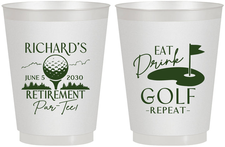 Personalized Retirement 16 oz Frosted Cups - Eat Drink Golf Repeat | 150006