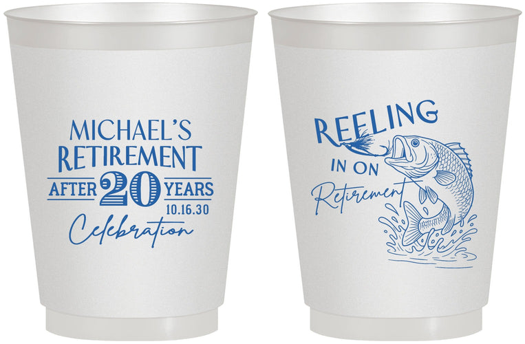Personalized Retirement 16 oz Frosted Cups - Fishing Reeling In | 150007