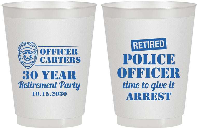 Personalized Retirement 16 oz Frosted Cups - Police Officer | 150010