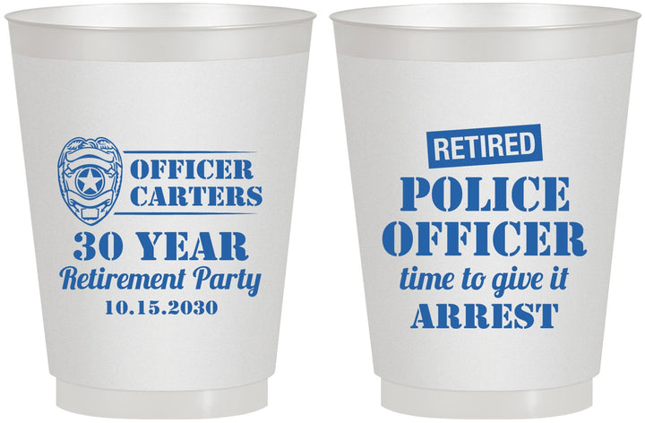 Personalized Retirement 16 oz Frosted Cups - Police Officer | 150010
