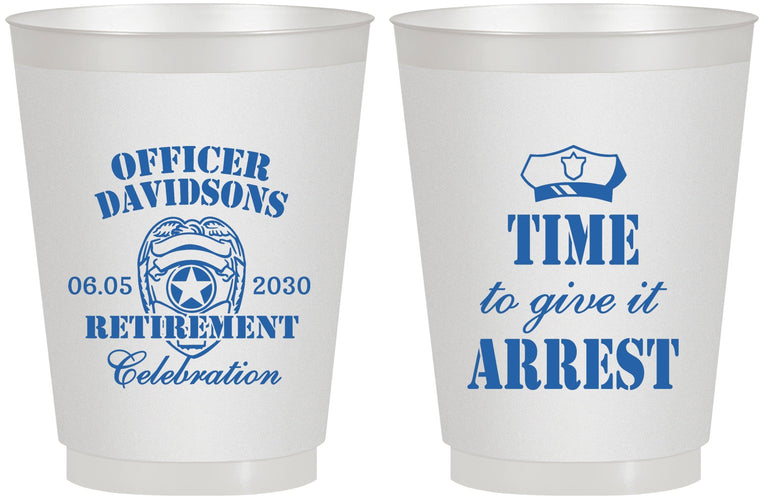 Personalized Retirement 16 oz Frosted Cups - Police Officer | 150014